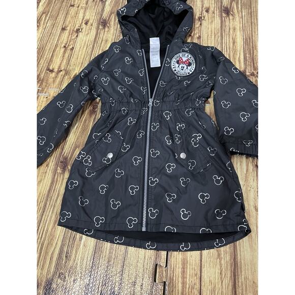Disney Junior Minnie Mouse Girls Black Zipper Front Hooded Jacket Sz 5 - Picture 2 of 9